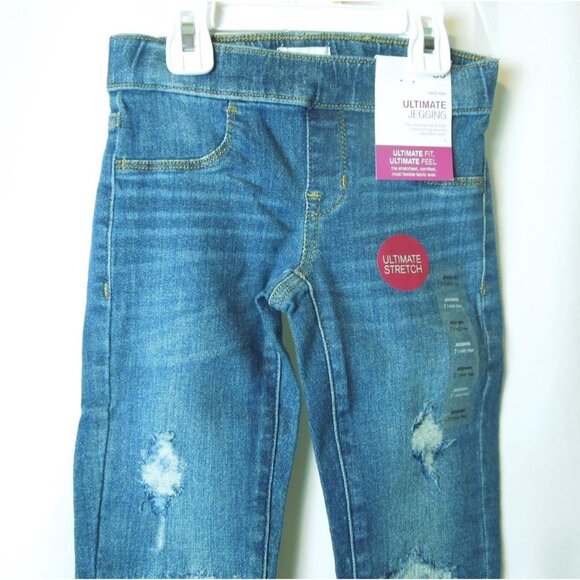 Girls SO Raw Edge Hem Medium Blue Distressed Ultimate Jeggings Size 7 - Picture 4 of 8